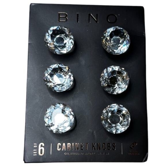 BINO Round-Cut Faceted Crystal Jewelry Look Gem Cabinet Drawer pulls NEW Set 6 - Picture 6 of 6